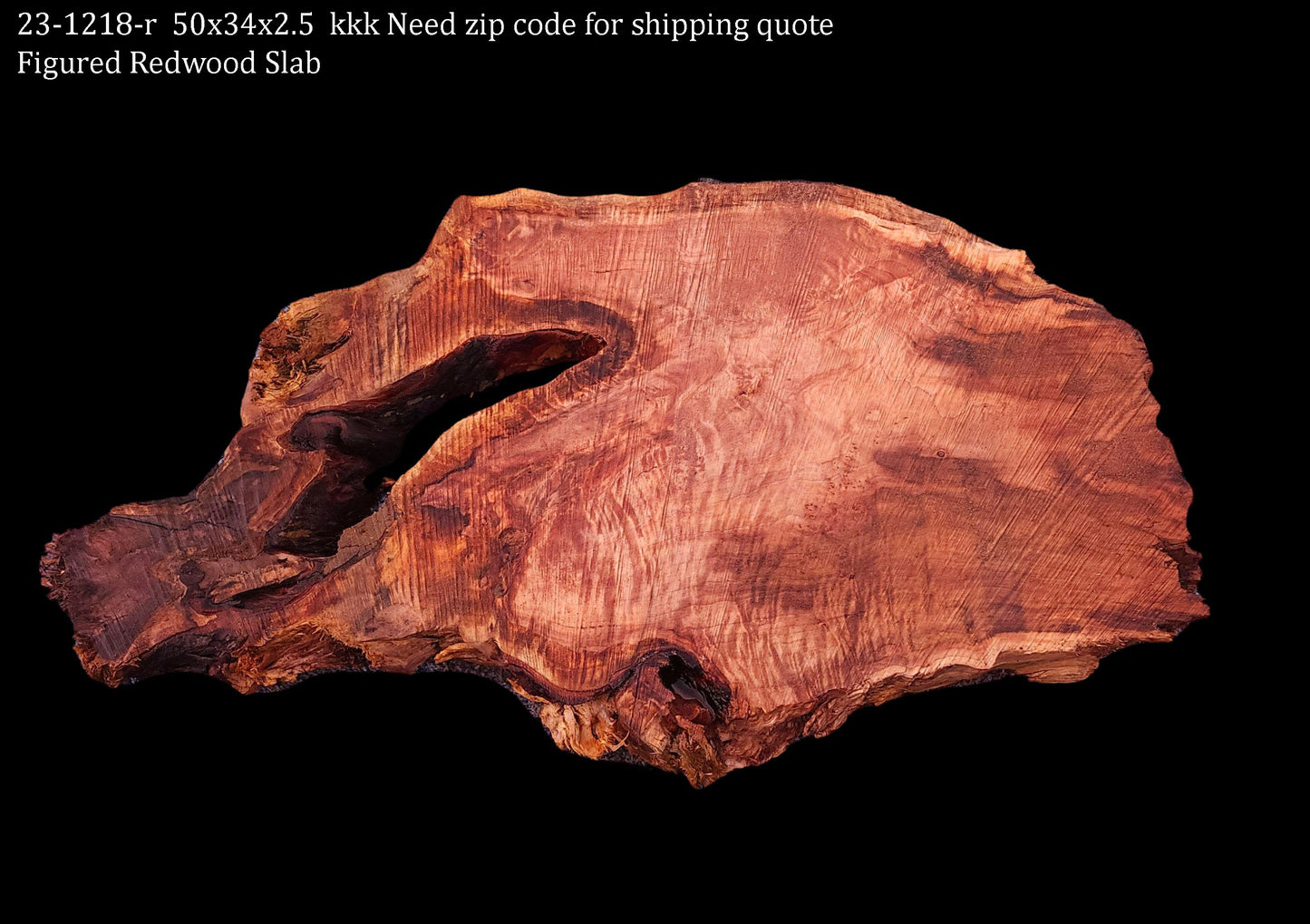 Live Edge Slab | Curly Redwood | Quilted Redwood |Table | 23-1218-r