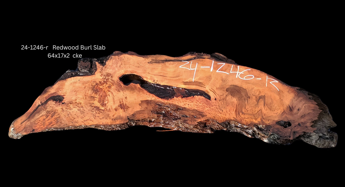 Live Edge Slab | Redwood Table | Headboard | Burl | 24-1246-r