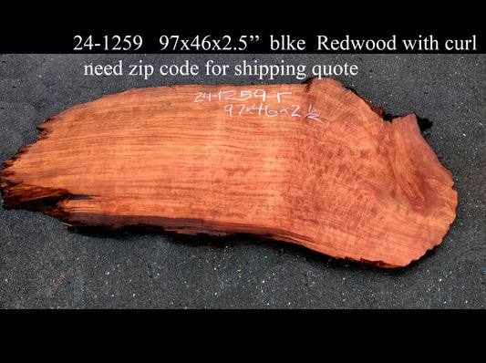 live edge redwood slab | counter | bar top | rustic desk | 24-1259-r