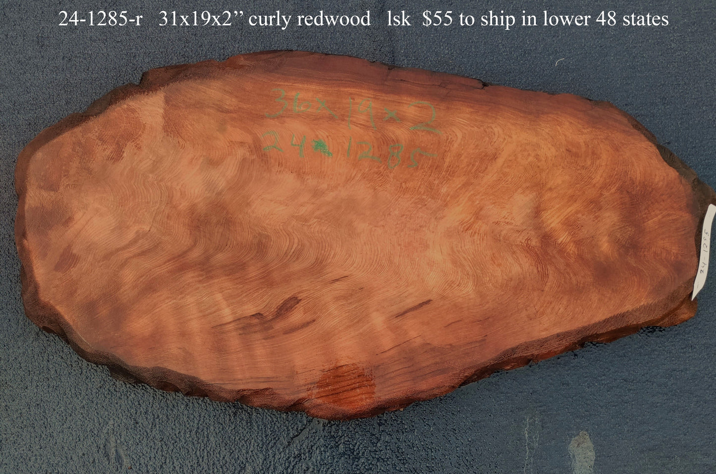 Live Edge Slab | DIY craft wood | guitar billet | 24-1285-r