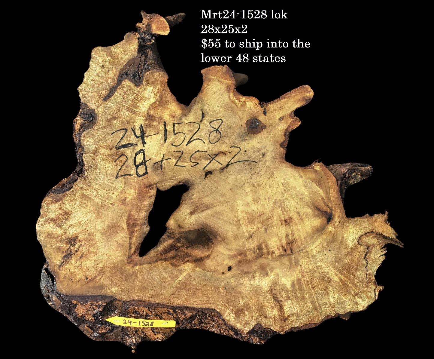 Myrtle Wood | Burl slab | Epoxy River Table | DIY Wood | Mrt24-1528