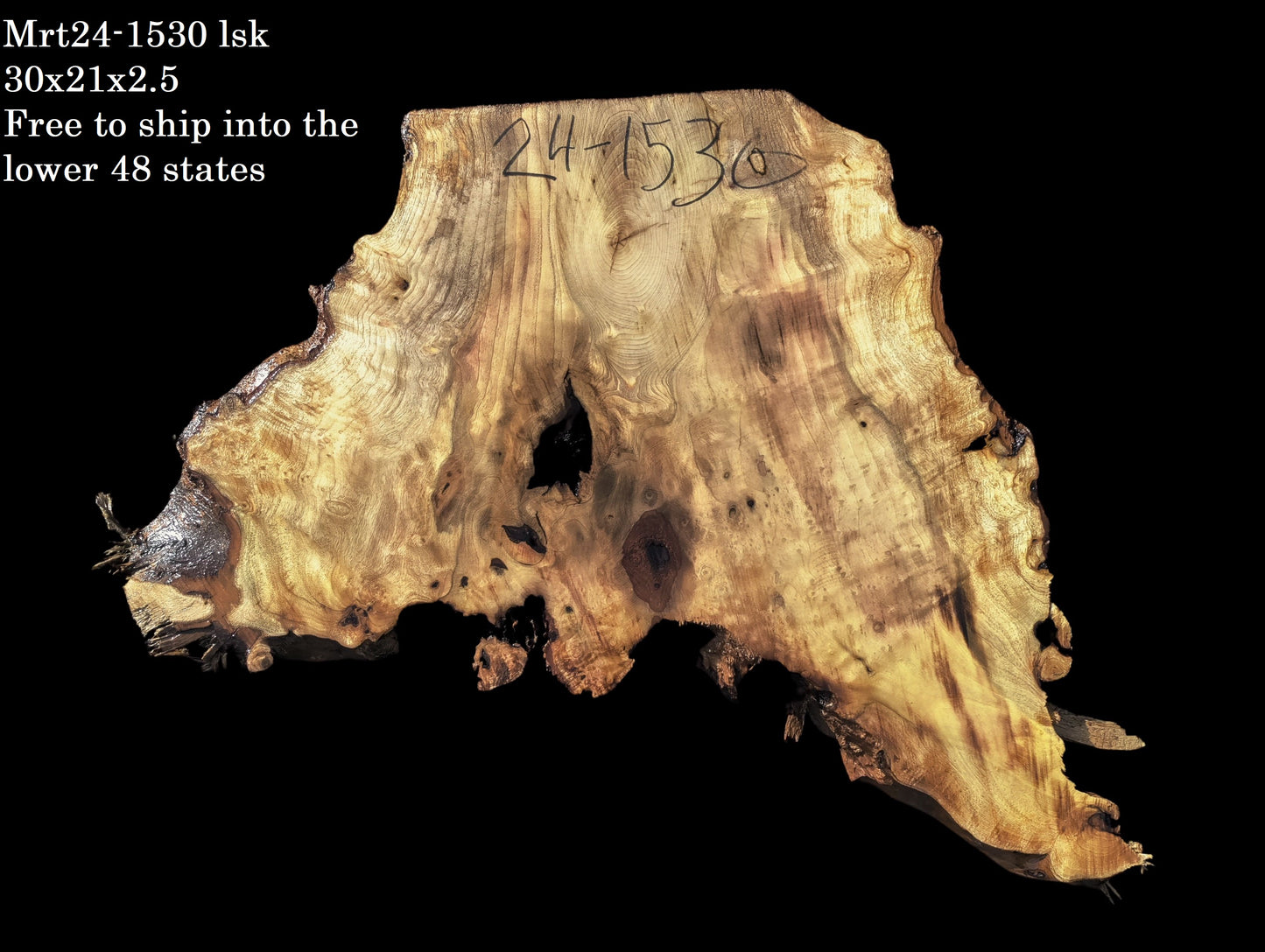 Myrtle Wood | Burl slab | Epoxy River Table | DIY Wood | Mrt24-1530