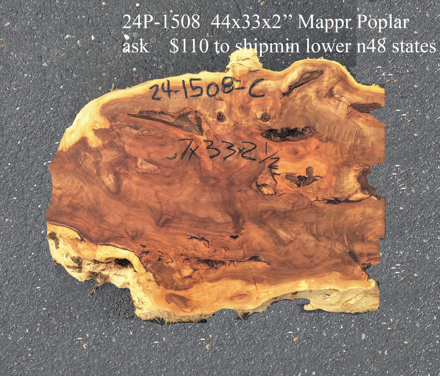 Mappa Poplar slab | live edge | epoxy river table | DIY | p24-1508