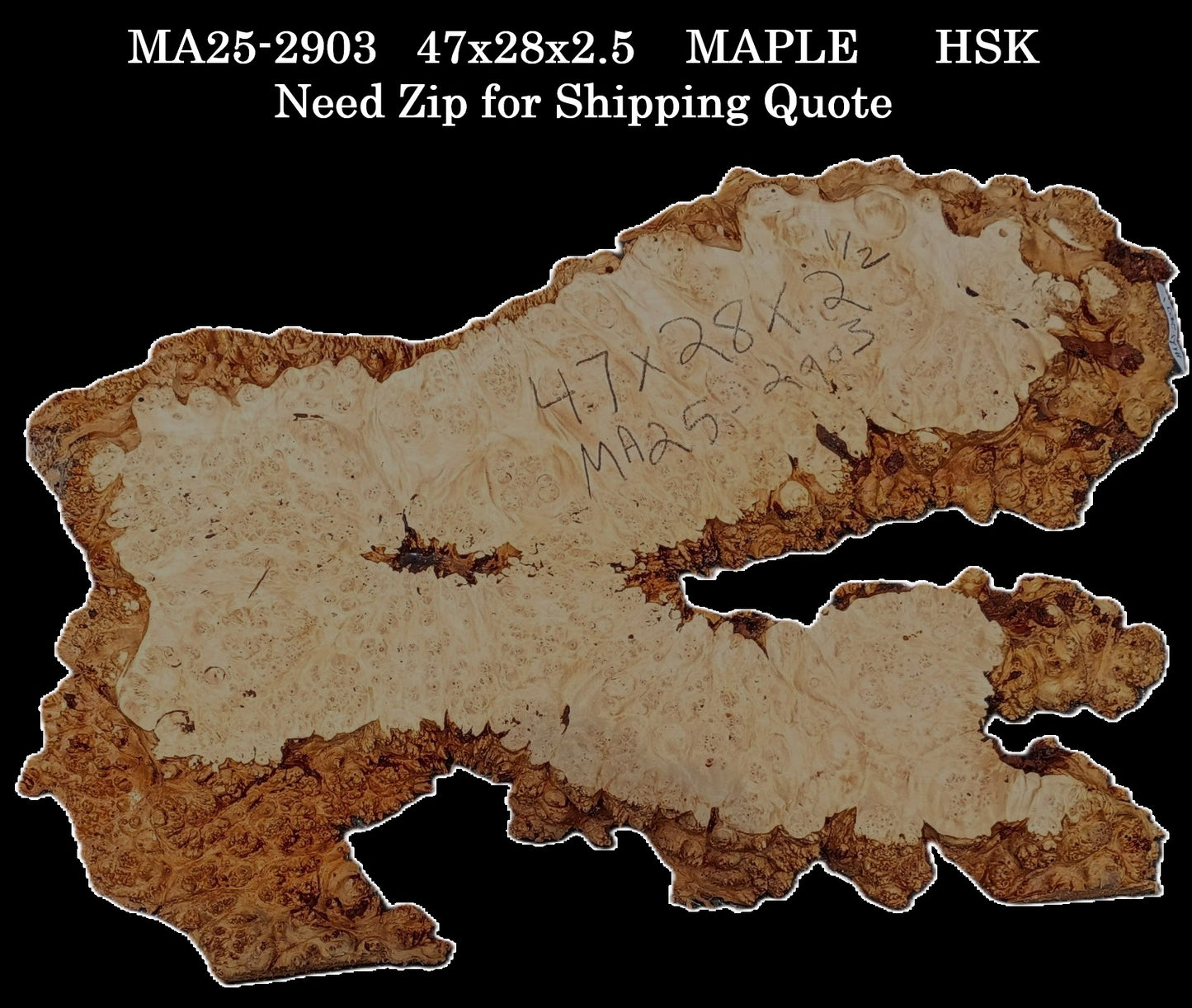 Maple Burl | Live Edge Slab | River Table | DIY | MA25-2903