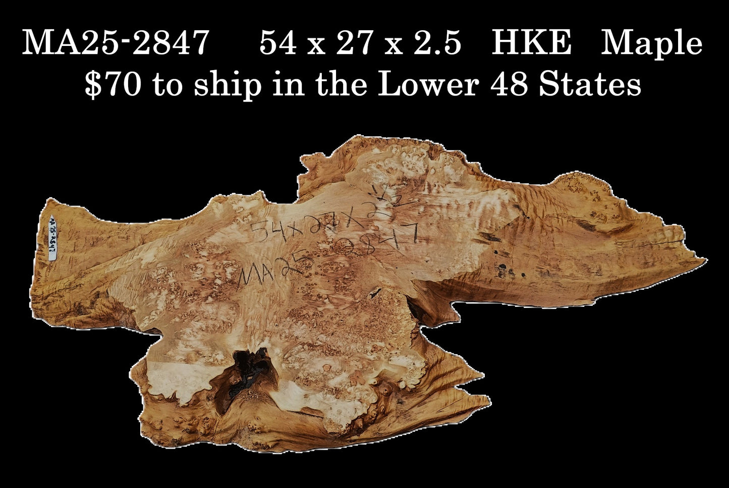 Maple Quilted Burl | Live Edge Slab | River Table | DIY | MA25-2847