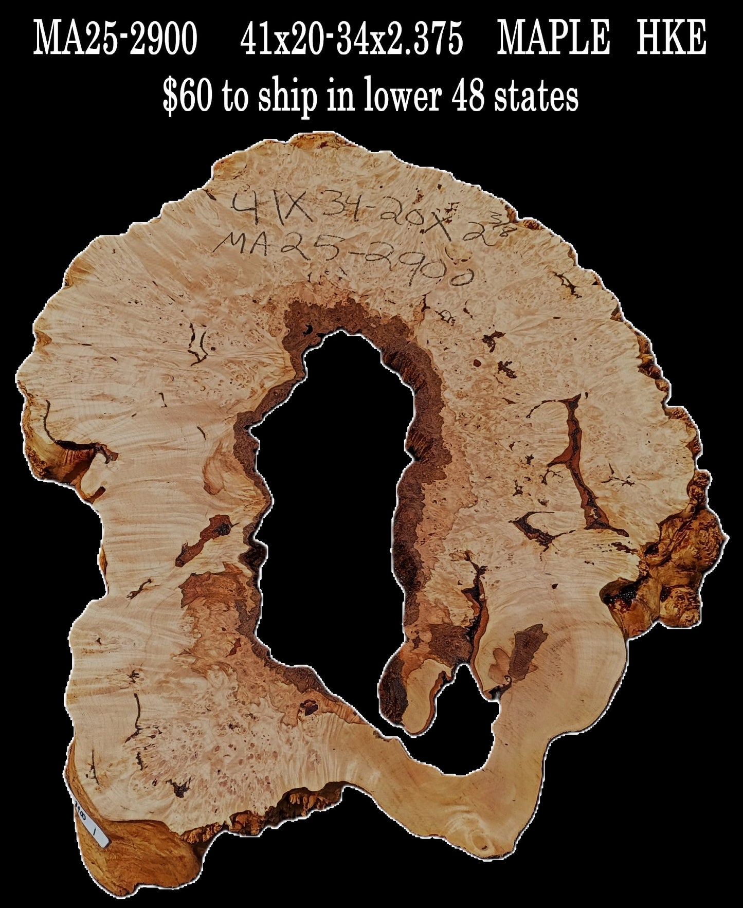 Maple Burl | Live Edge Slab | River Table | DIY | MA25-2900