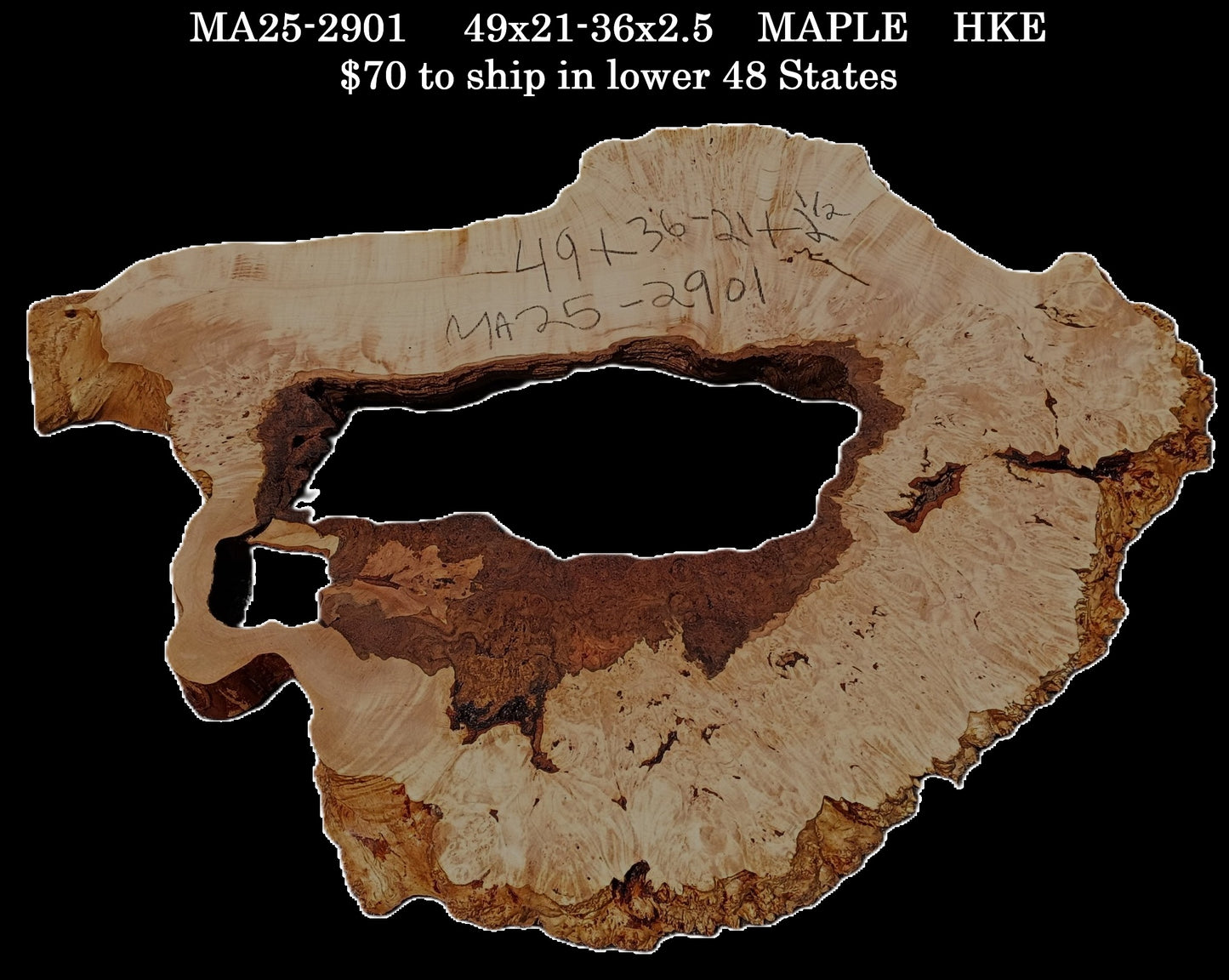 Maple Burl | Live Edge Slab | River Table | DIY | MA25-2901