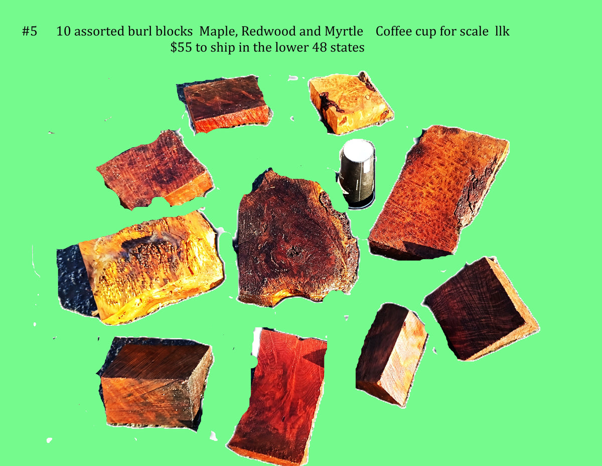 10 Assorted Burl Wood Pieces — Coffee cup included for scale BLOCKS26-4000