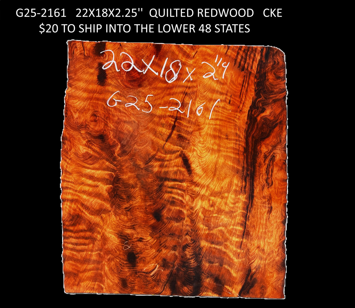 Guitar Billet | DIY Crafts | Curly or quilted Redwood | Luthier Wood | g25-2161)