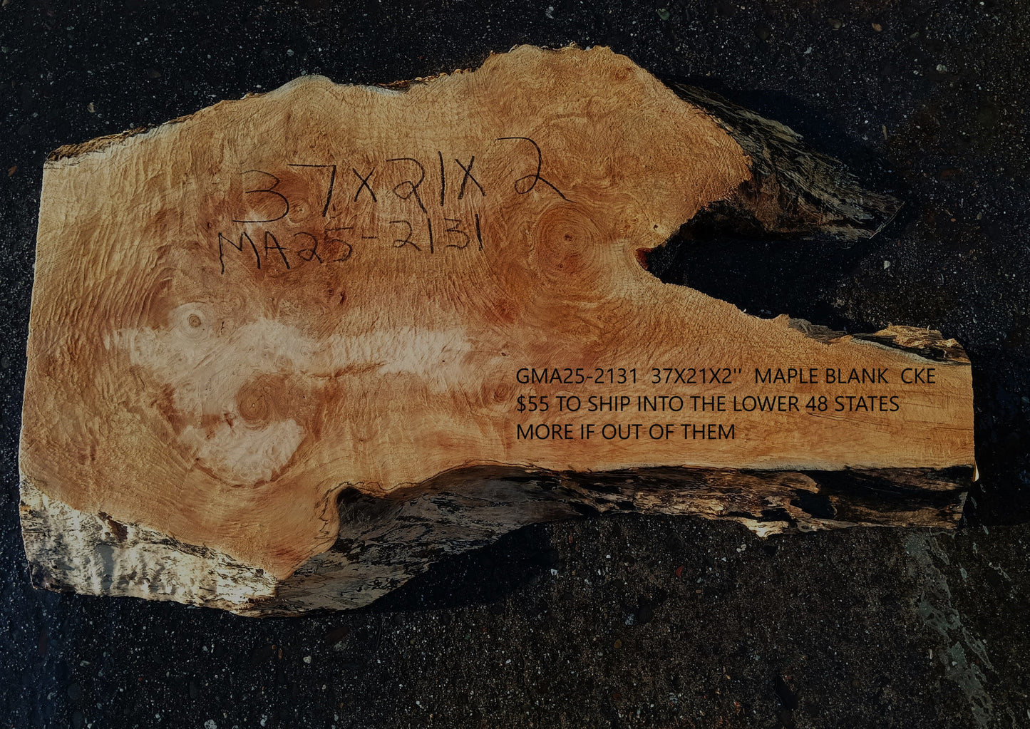 Maple Burl Slab | Live Edge | DIY Crafts | guitar billet | ma25-2131