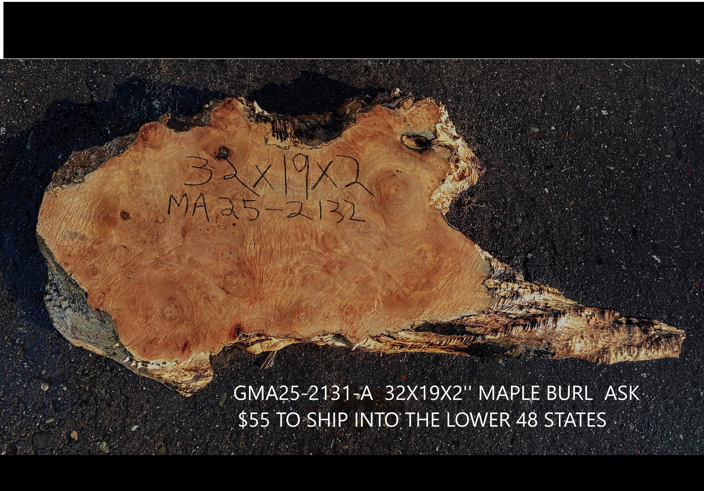 Maple Burl Slab | Live Edge | DIY Crafts | guitar billet | ma25-2132