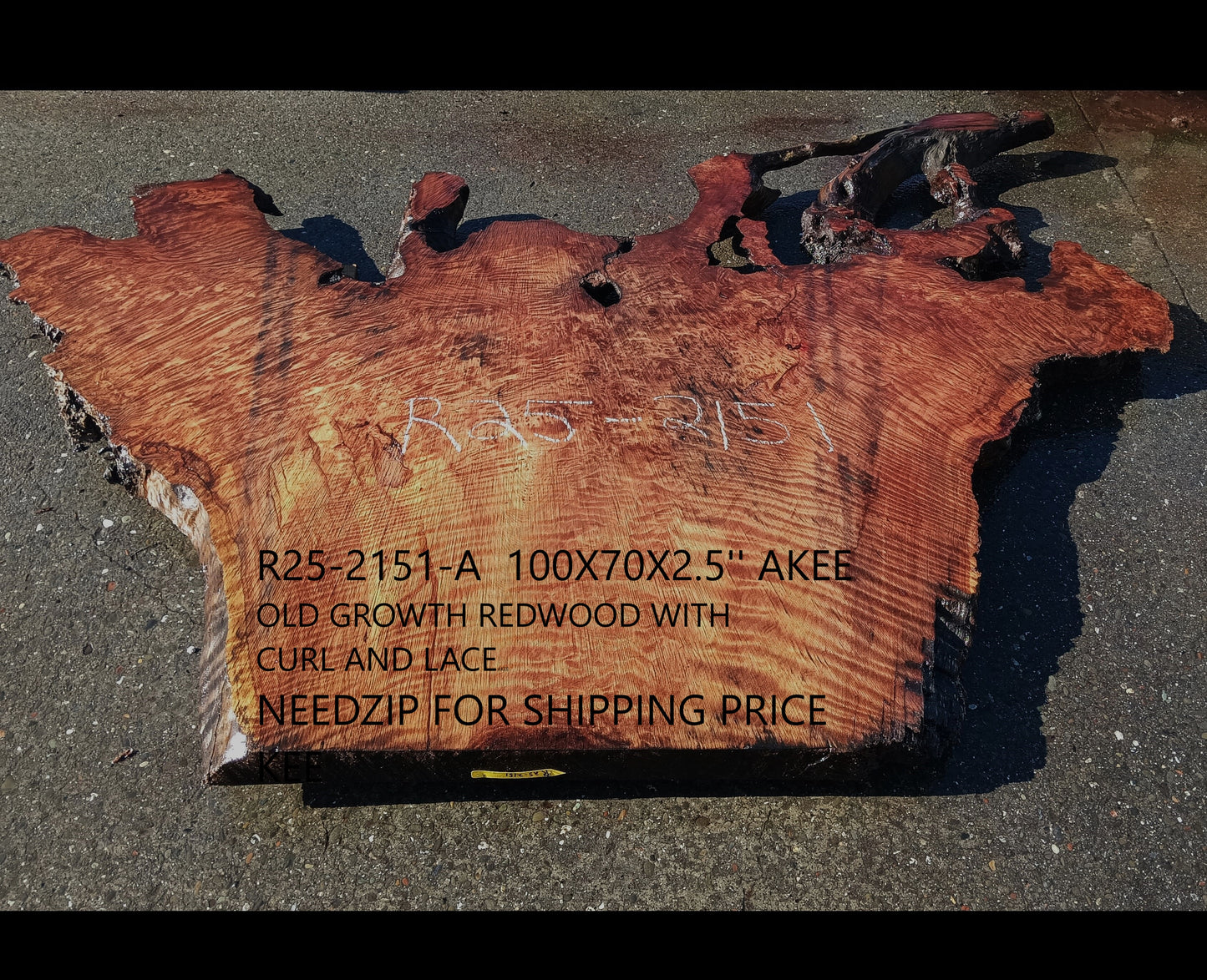 Curly and Burl | Redwood Slab | DIY | Table | R25-2151