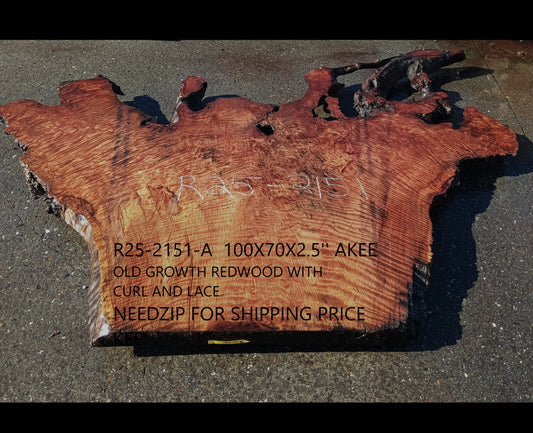 Curly and Burl | Redwood Slab | DIY | Table | R25-2151