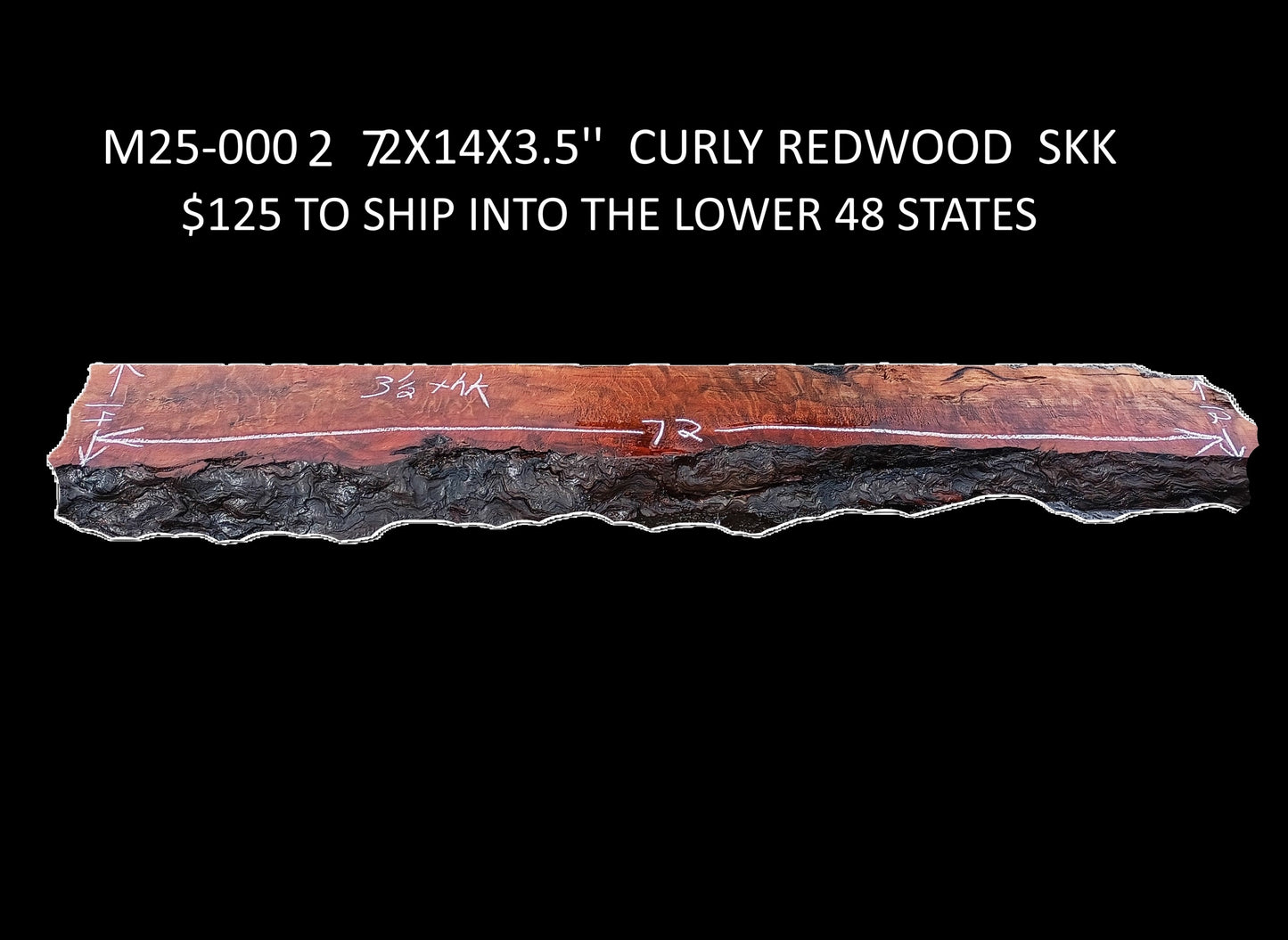 Redwood Mantel | Shelf | Curly Redwood | fireplace surround | RM25-0002