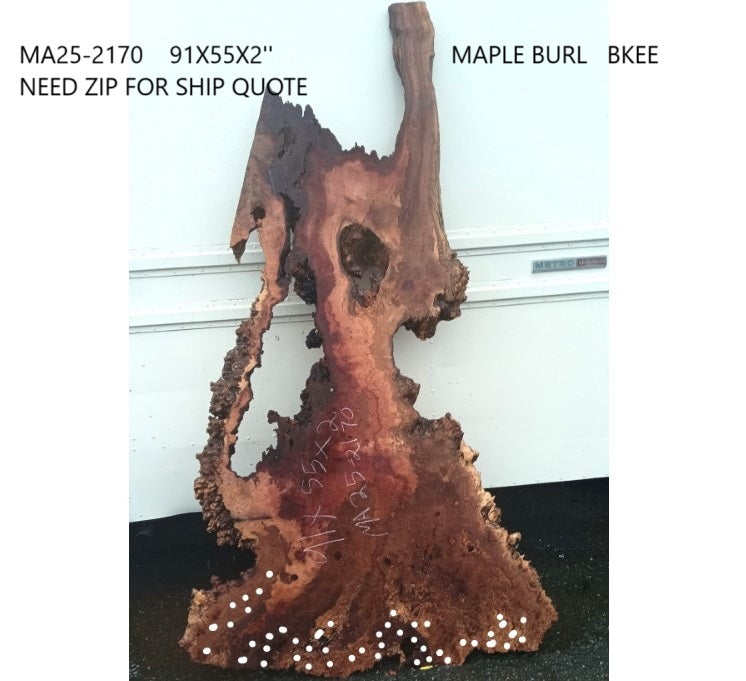 Maple Burl Slab | Live Edge | River Table | DIY | Ma25-2170