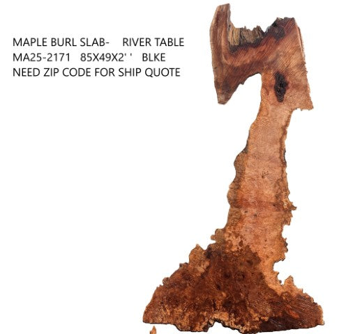 Maple Burl Slab | Live Edge | River Table | DIY | Ma25-2171