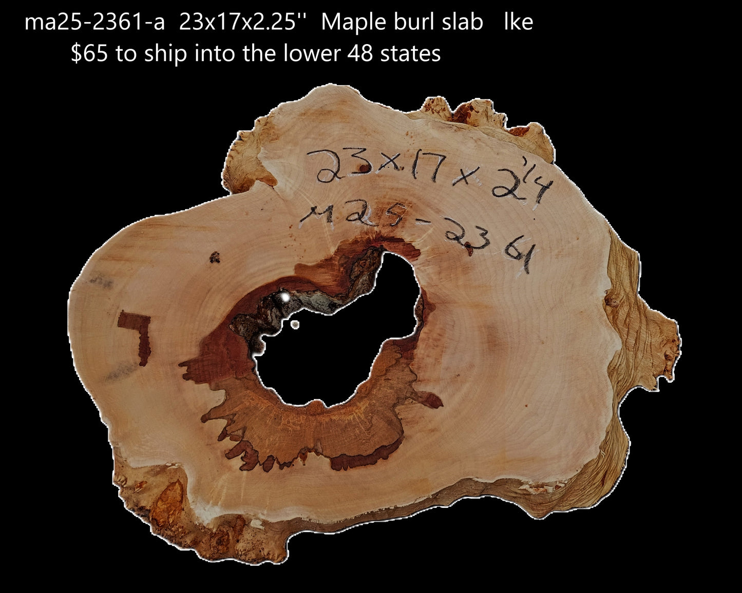 Maple Burl Slab | Live Edge | River Table | DIY | MA25-2361