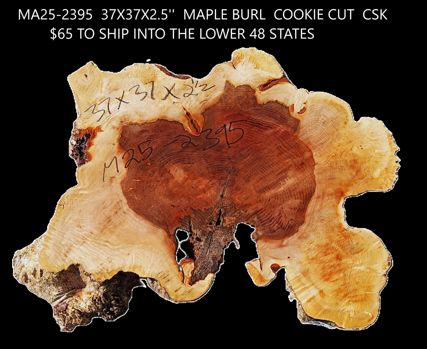 Maple Burl Slab | Live Edge | River Table | DIY | MA25-2395