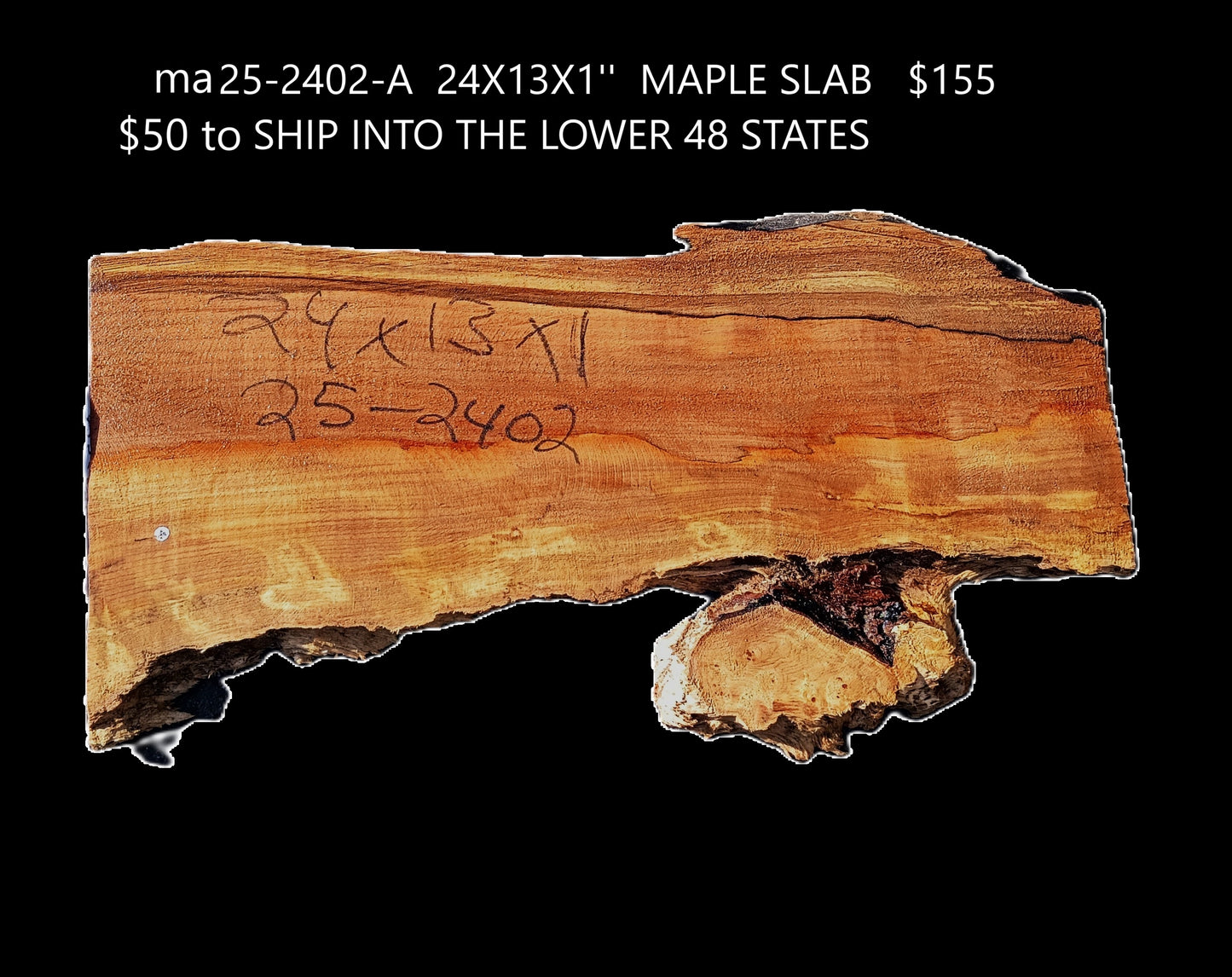 Maple Slab | Live Edge | River Table | DIY | Resin Slab | MA25-2402