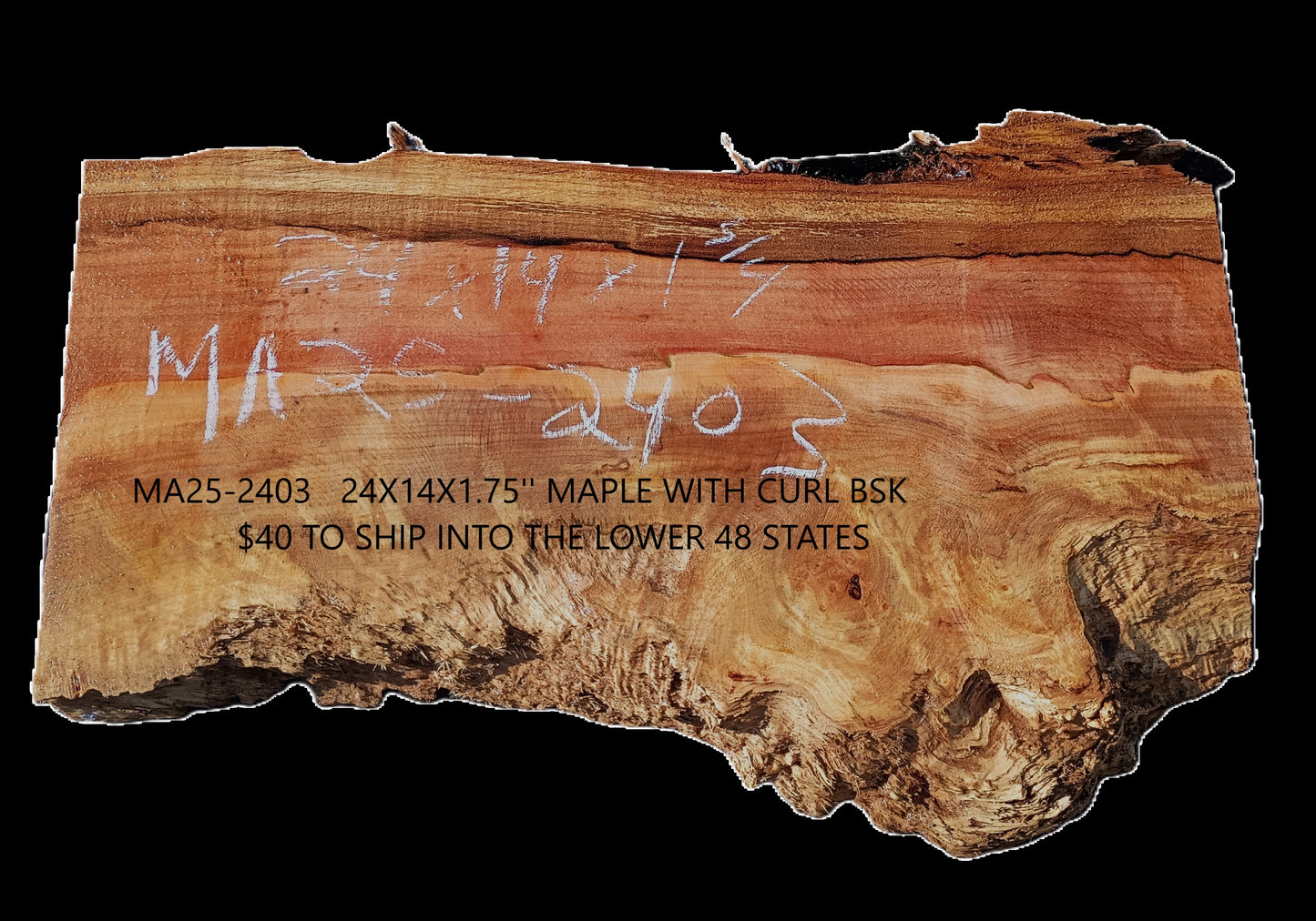 Curly Maple Slab | DIY | Table | Craft Wood | Ma25-2403