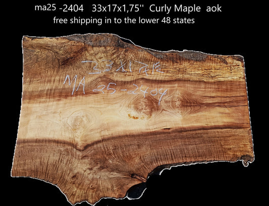 Curly Maple Slab | DIY | Table | Craft Wood | River Table | Ma25-2404
