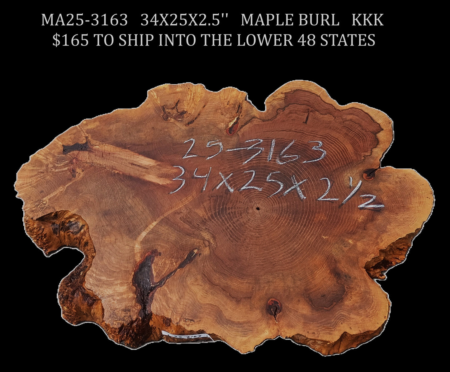 Maple Burl | Live Edge | River Table | DIY | Ma25-3163