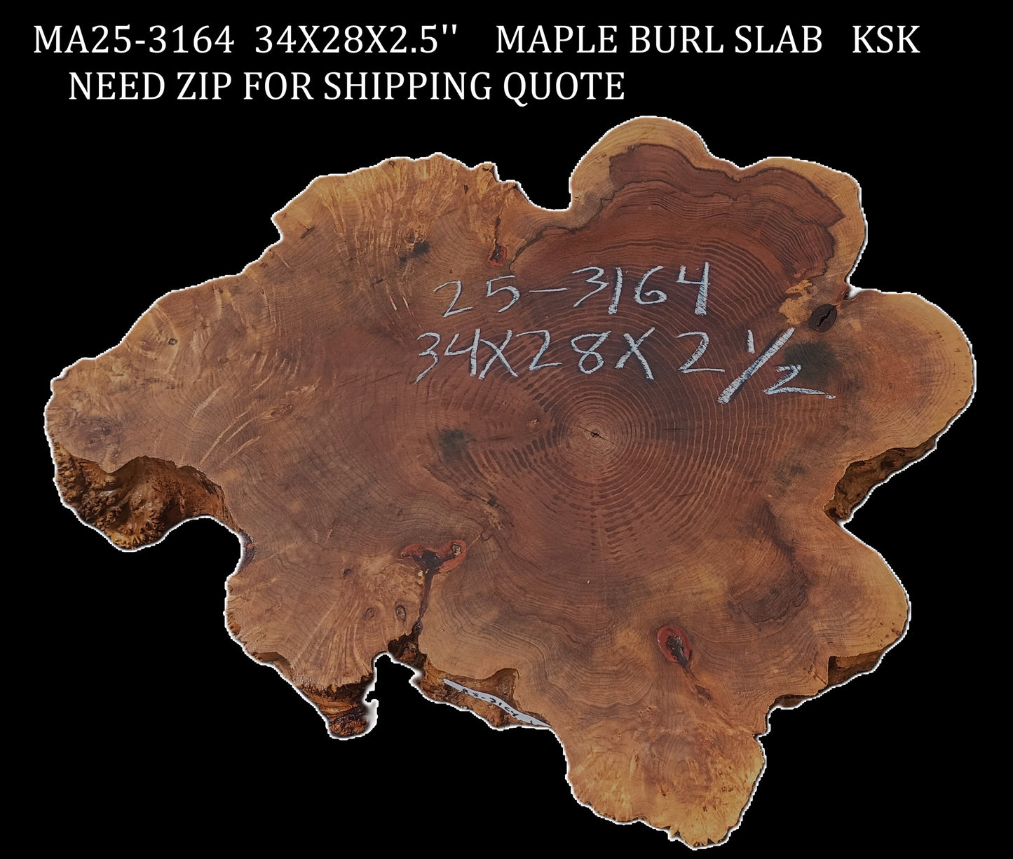 Maple Burl | Live Edge | River Table | DIY | Ma25-3164