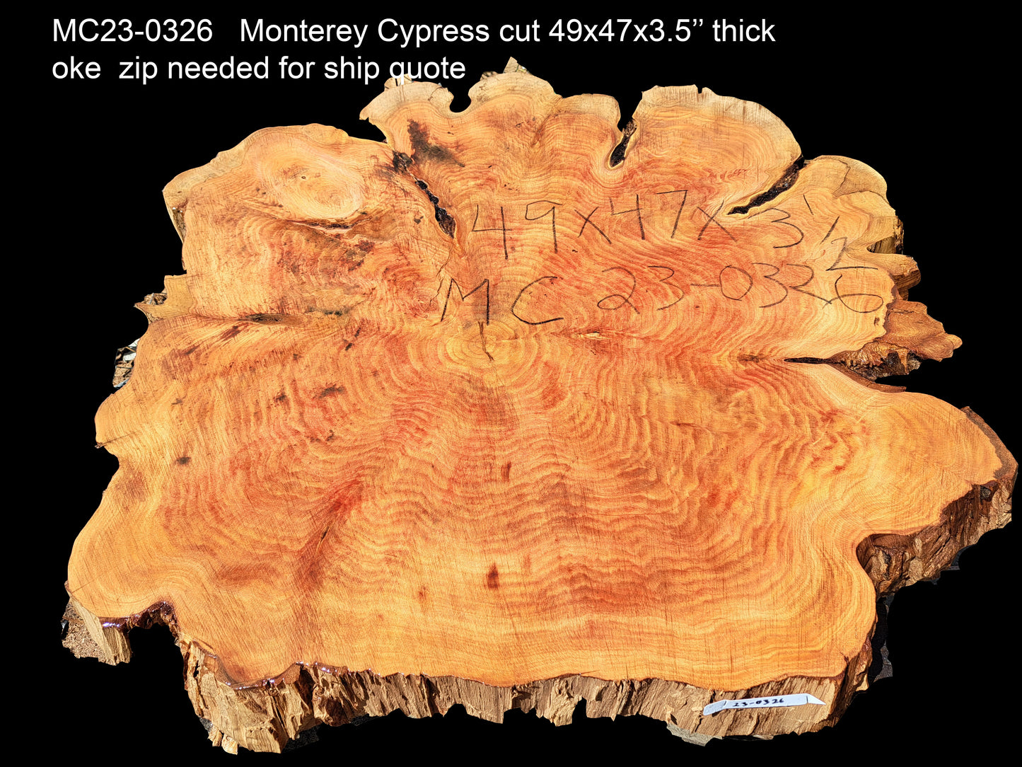Monterey Cypress | cookie cut | live edge | DIY wood | burl table | r23-0326