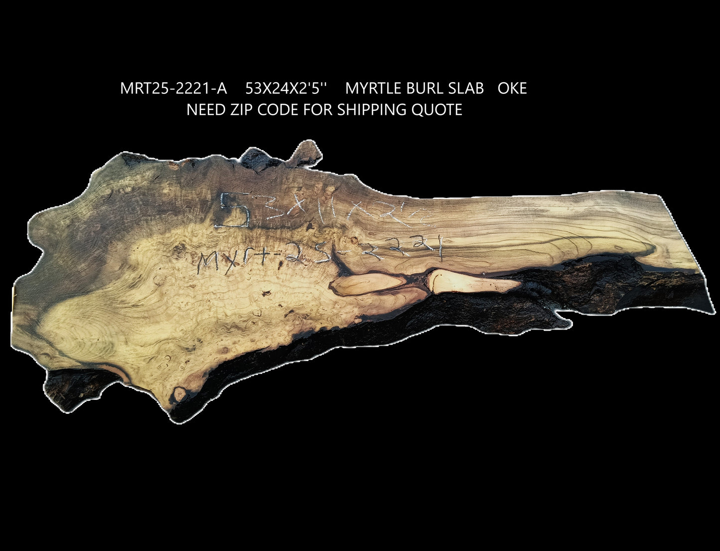 Myrtle Burl Slab | DIY | Table | Craft Wood | River Table | Mrt25-2221
