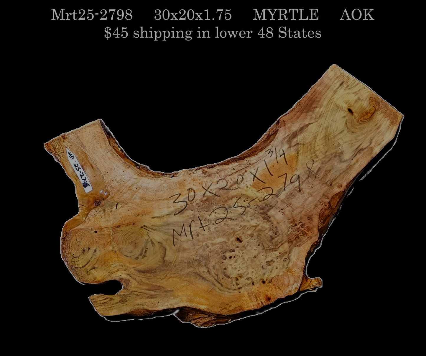 Myrtle Burl Slab | Live Edge | river table | DIY | Mrt25-2798