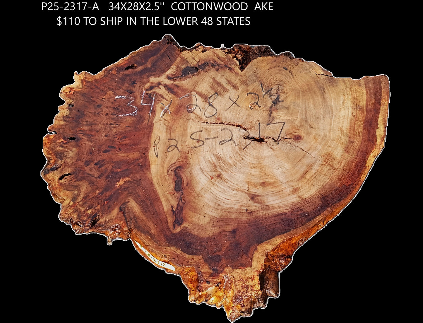 Cotton Wood | Live Edge | DIY Crafts | Wood Turning | Bowl Turning | P25-2317