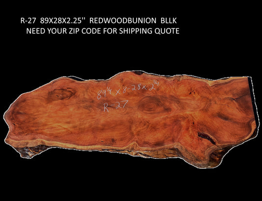 Redwood Slab | DIY burl table | Bunion | Dining Table | Headboard | R-27