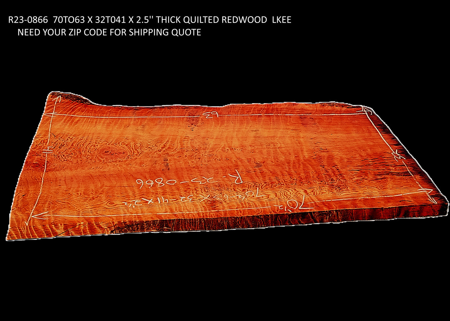 Quilted Redwood Slab | DIY | River Table | guitar billets | R23-0866