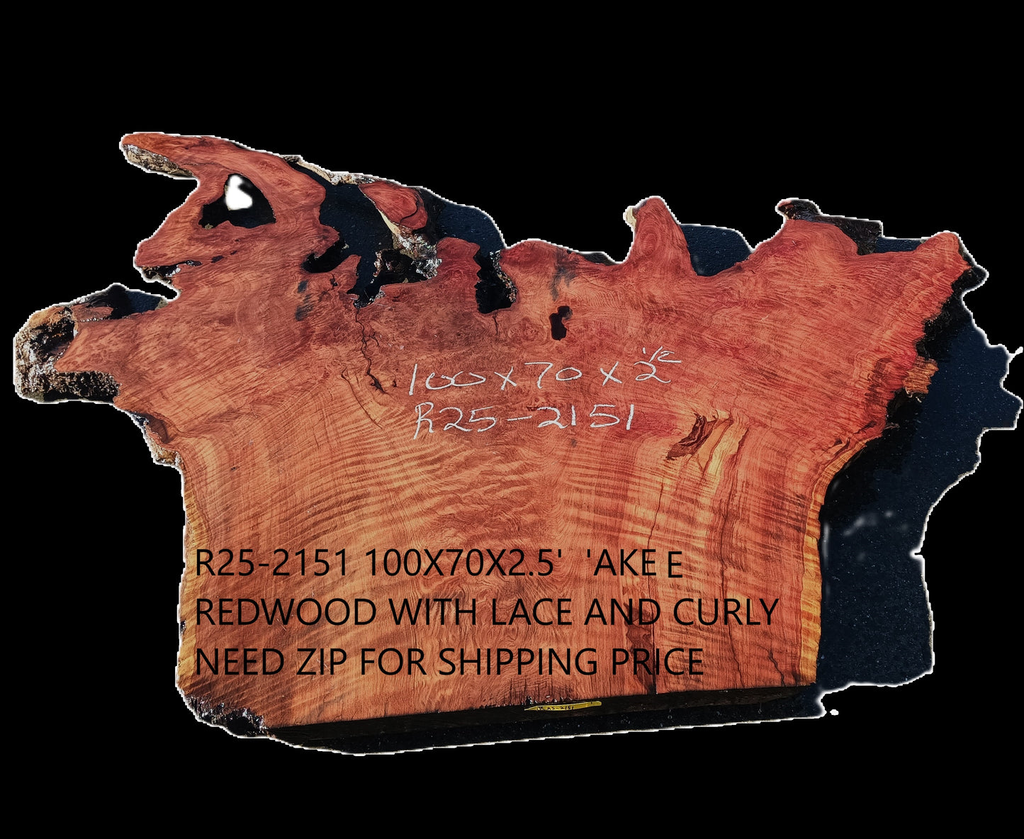 Curly and Burl | Redwood Slab | DIY | Table | R25-2151