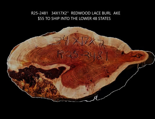 Redwood Lace Burl | Live Edge | DIY Crafts | Burl Slab | Craft Wood | R25-2481