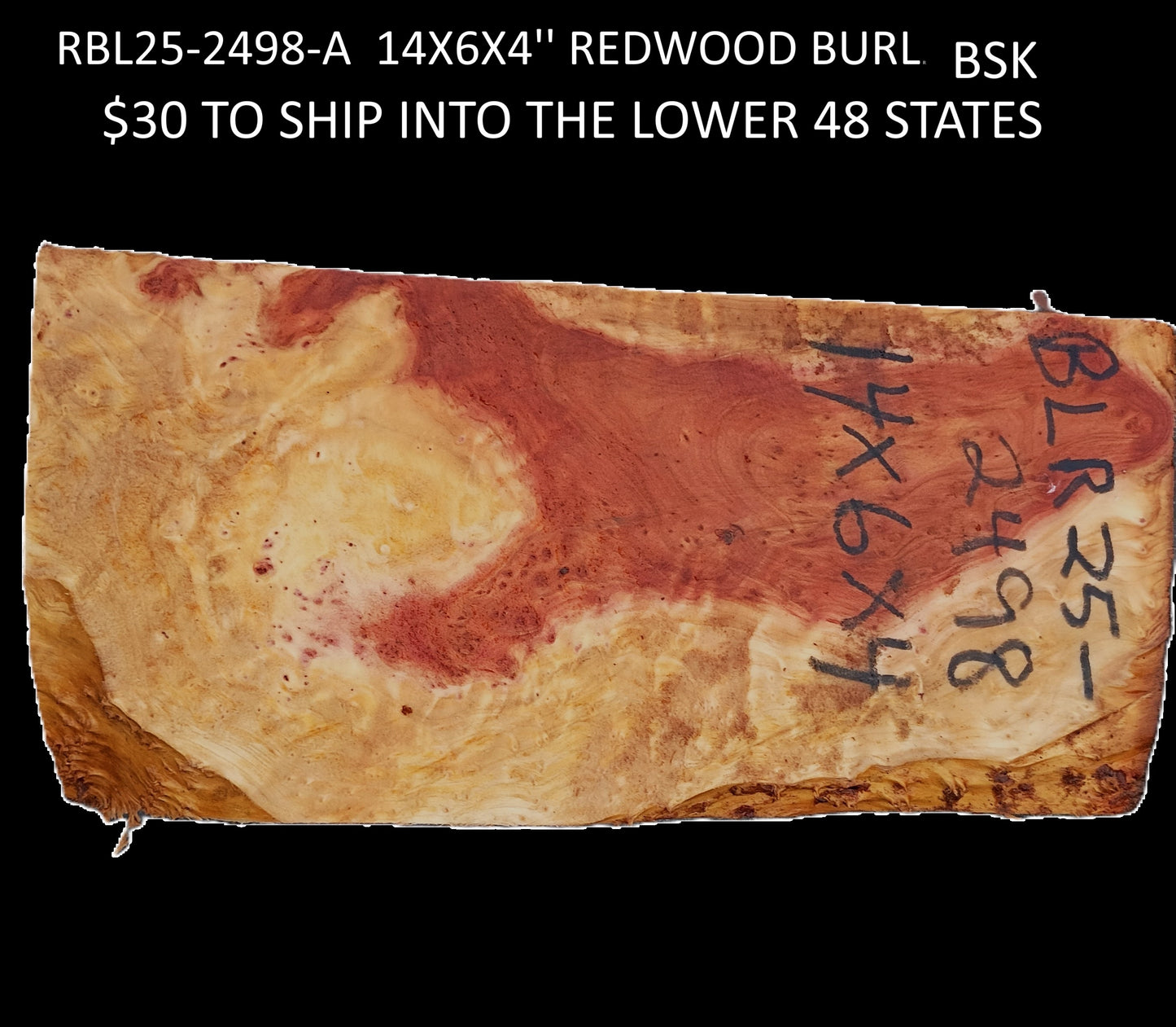 Redwood Burl Block | Bow Turning | Craft Wood | DIY | RBL25-2498