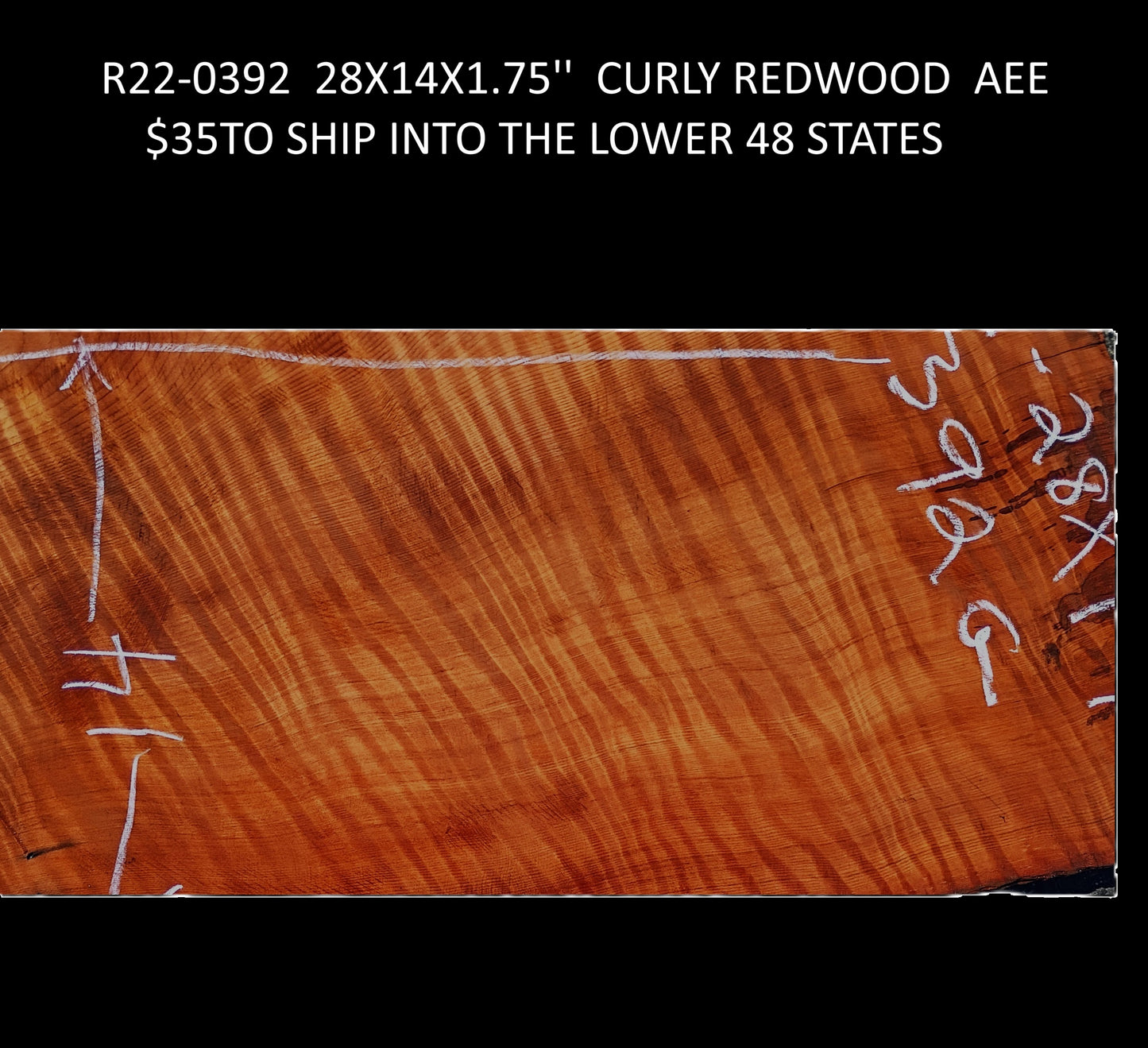 Guitar Billet | DIY Crafts | Curly Redwood | Luthier Wood | R22-0392