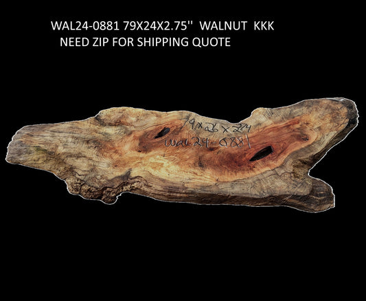 English Walnut Slab | Table | Counter | Live Edge Desk | Wal24-0881
