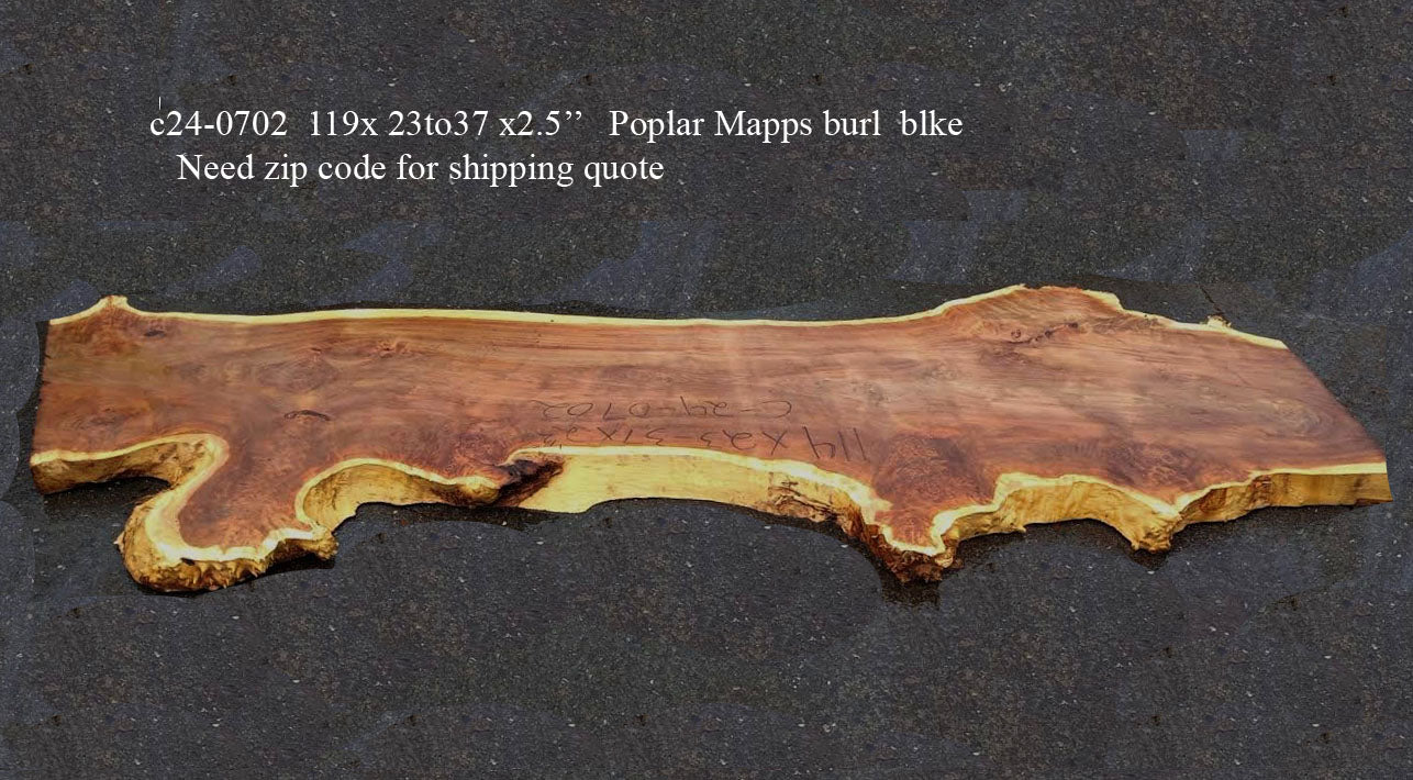Poplar Cluster Burl log | Bar Top | counter  | River Table | c24-0702