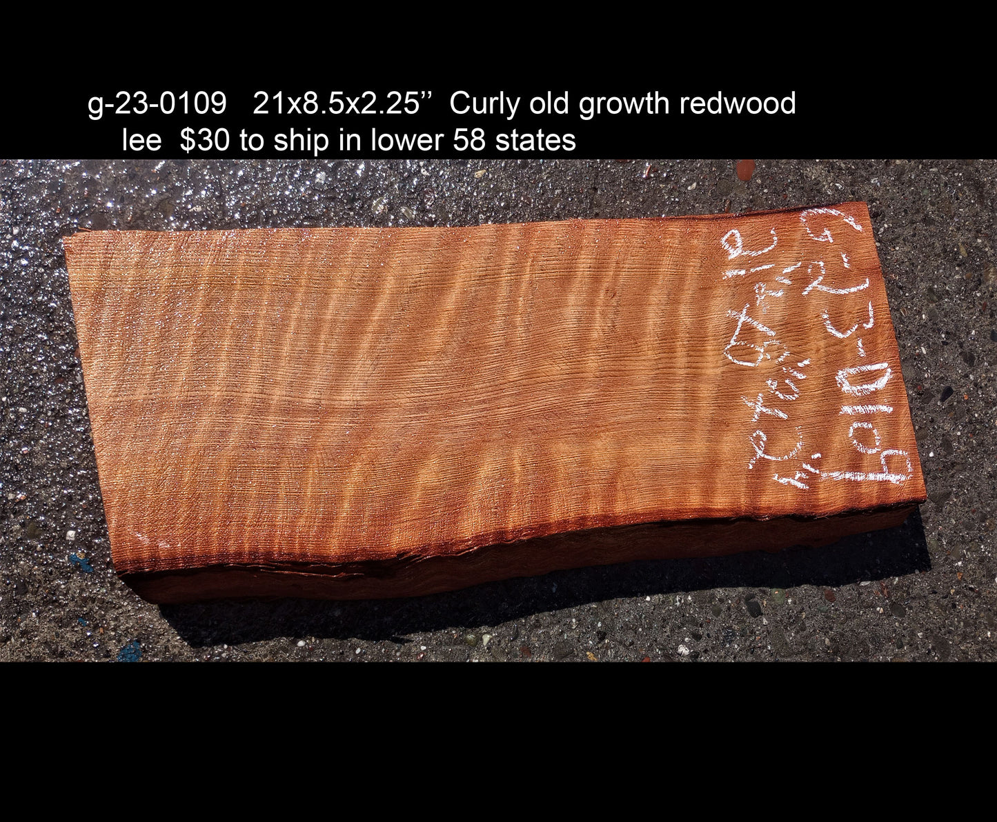 curly redwood | guitar blank | DIY crafts | bowl turning | G23-0109
