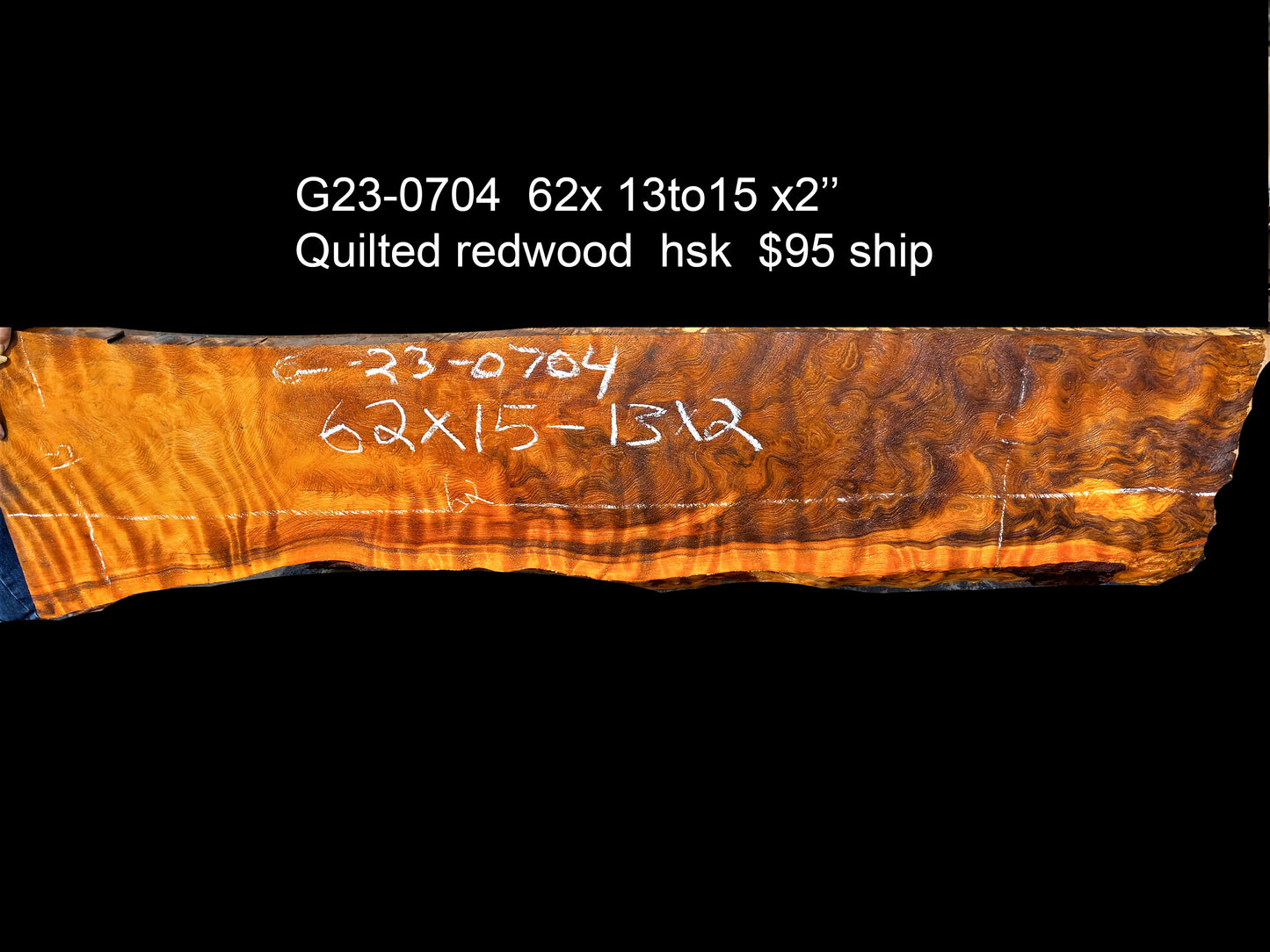 Quilted redwood | guitar billet | wood turning | DIY crafts | g23-0704