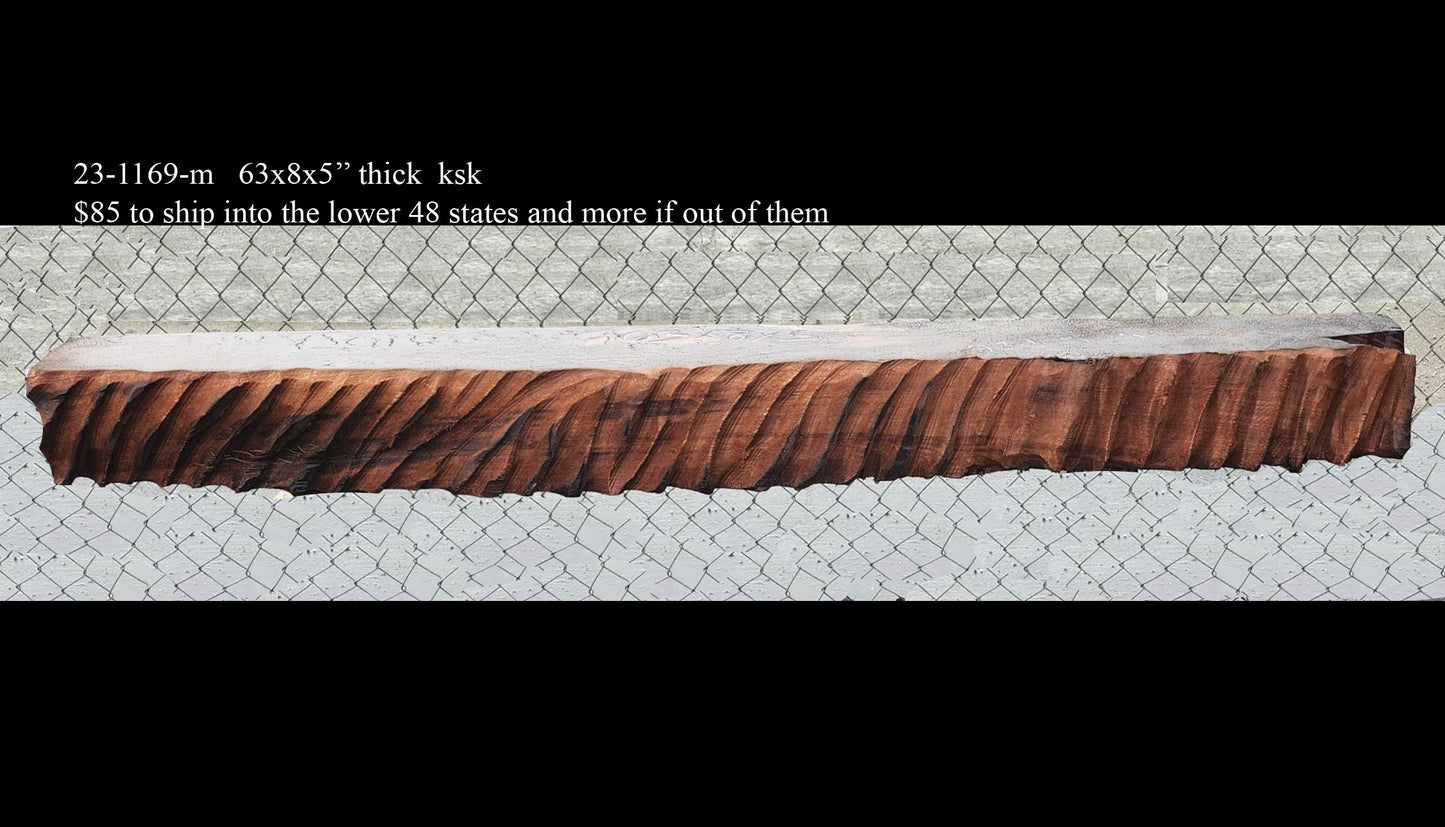 Redwood fireplace mantel | shelf | Live edge | curly redwood| m23-1169