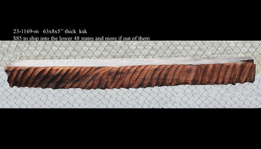 Redwood fireplace mantel | shelf | Live edge | curly redwood| m23-1169