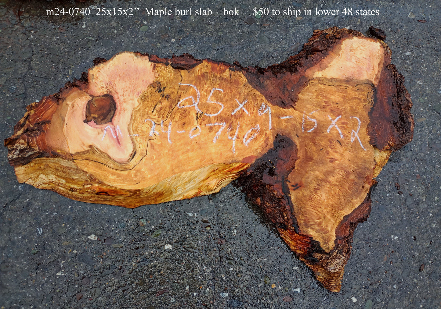 Maple | Burl Slab | Live Edge | Craft Wood | DIY | M24-0740