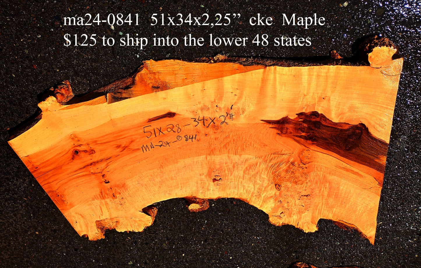 Maple | Burl Slab | Live Edge | Craft Wood | DIY | M24-0841
