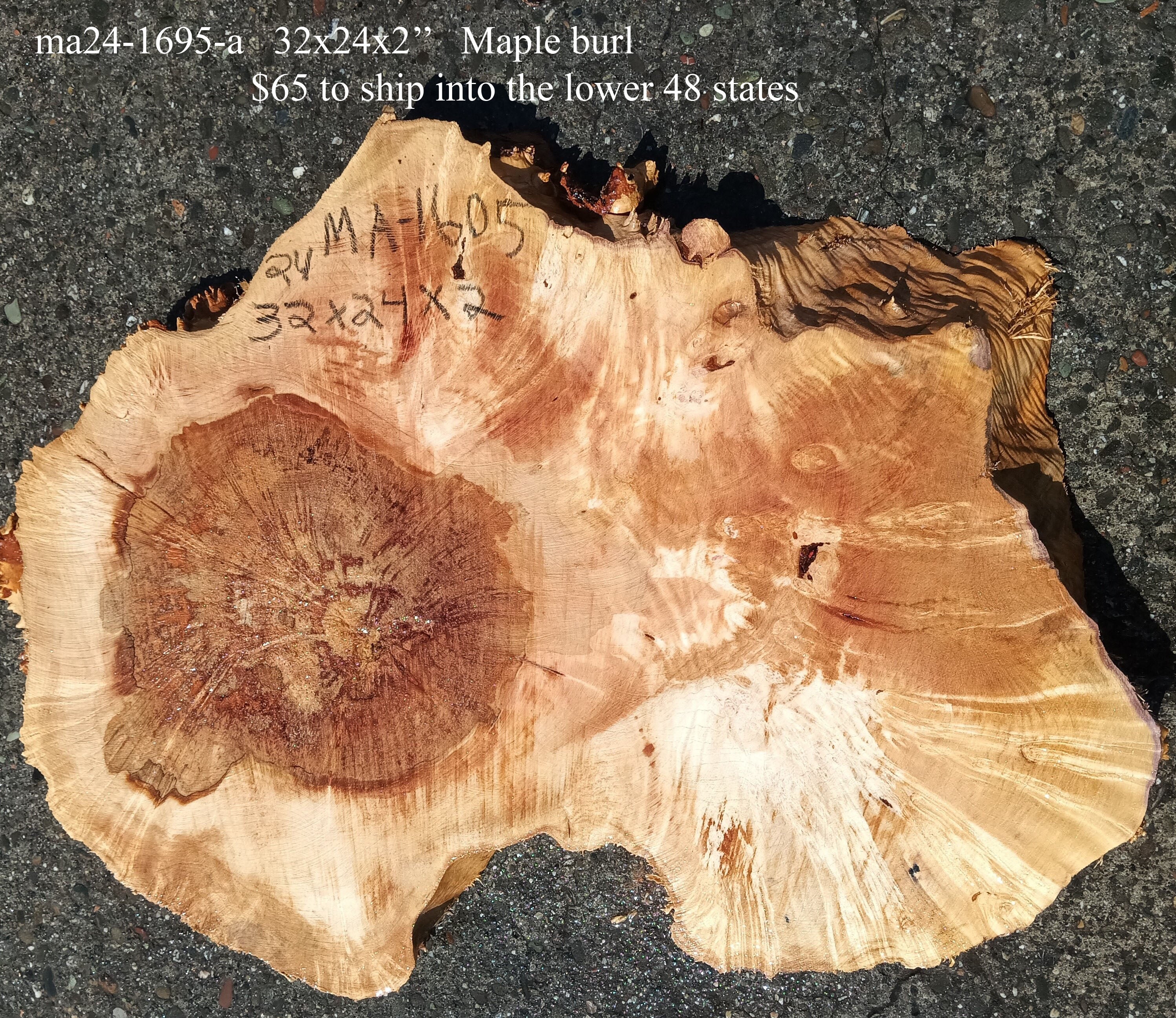 Maple Slab Craft Woods DIY River Table MA241605 Redwood Burl