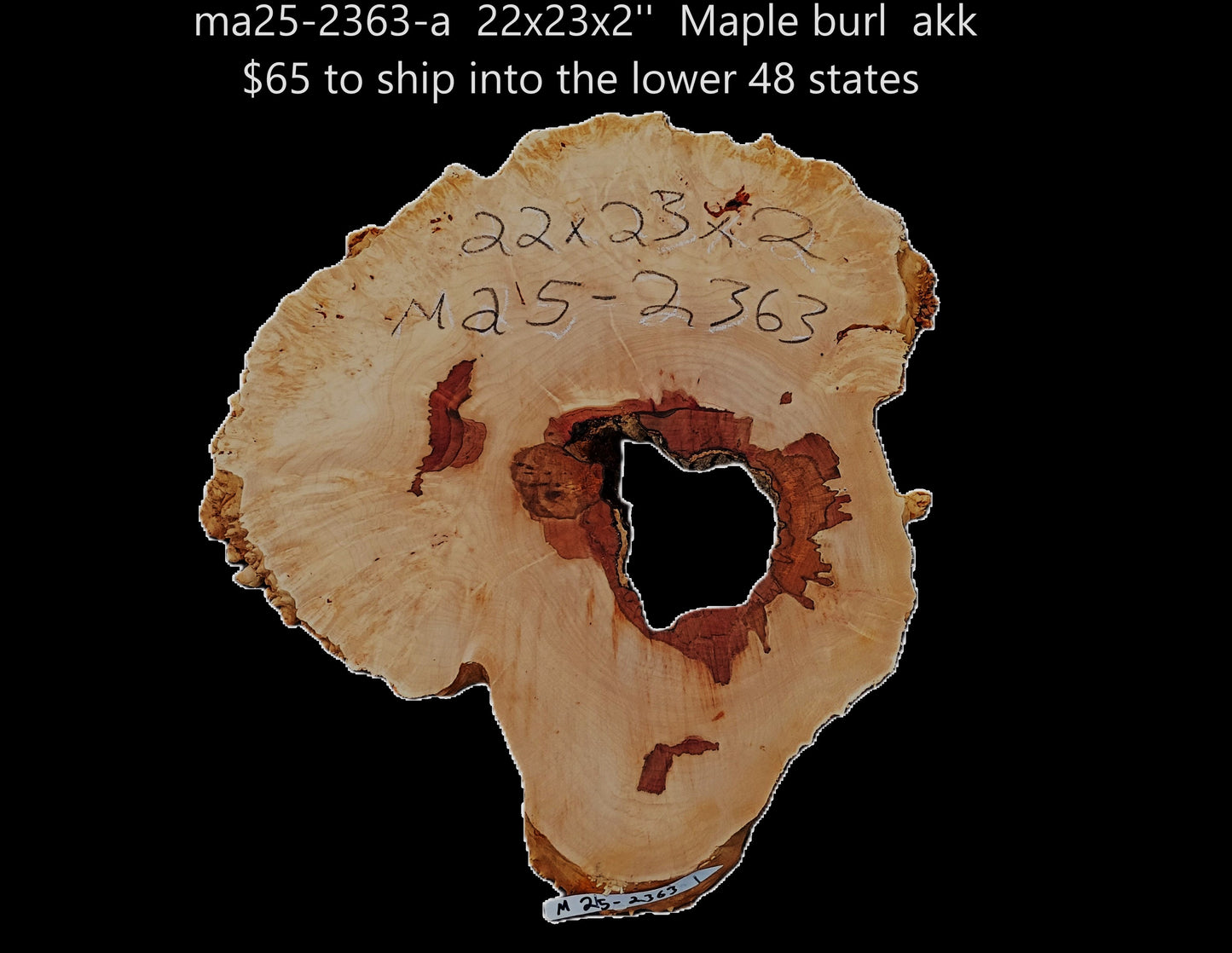 Maple Burl Slab | Live Edge | River Table | DIY | MA25-2363