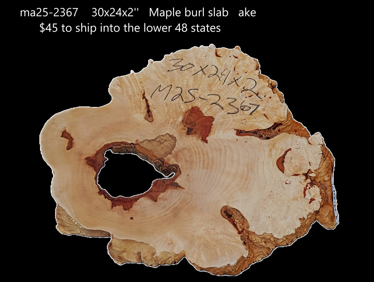 Maple Burl Slab | Live Edge | River Table | DIY | MA25-2367