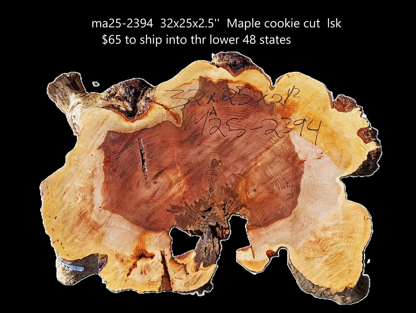 Maple Burl Slab | Live Edge | River Table | DIY | MA25-2394