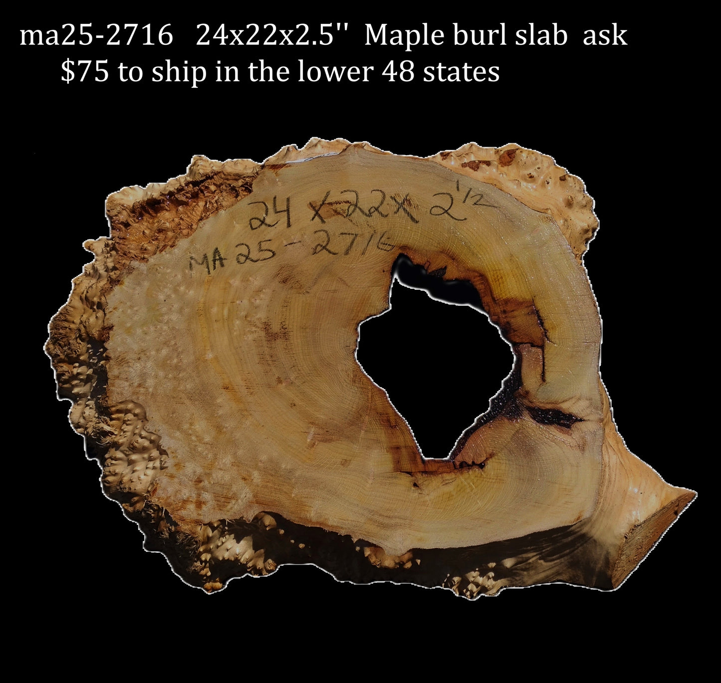 Maple Burl | Live Edge | River Table | DIY | MA25-2716
